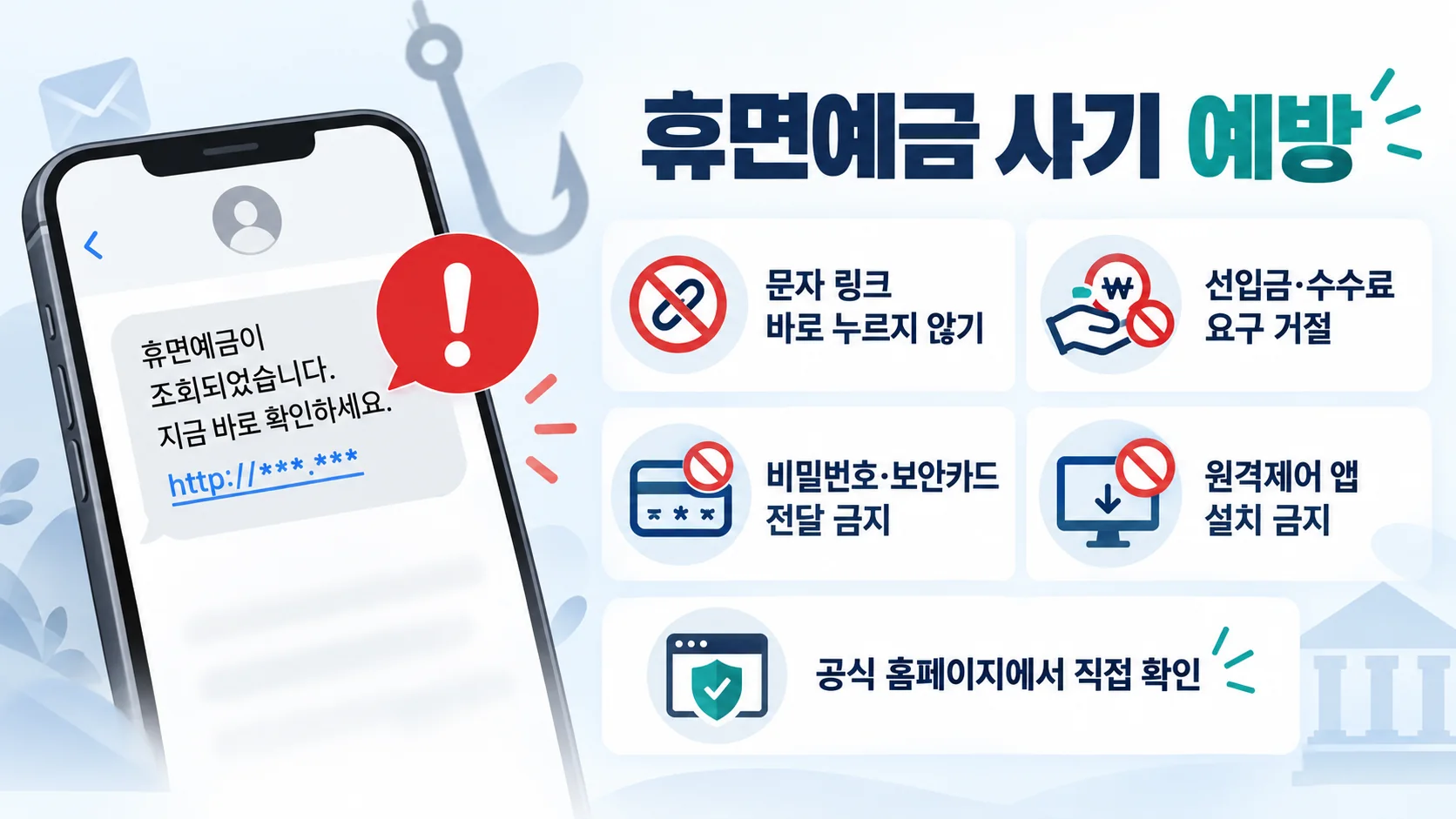 휴면예금 조회를 사칭한 문자와 금융 사기 예방 수칙